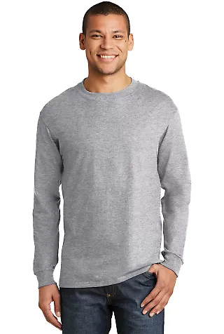 5186 Hanes 6.1 oz. Ringspun Cotton Long-Sleeve Bee Light Steel front view