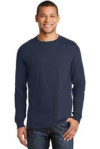 5186 Hanes 6.1 oz. Ringspun Cotton Long-Sleeve Bee Navy front view