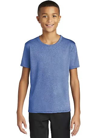 Gildan 46000B Performance® Core Youth Short Sleev in Hthr sport royal front view