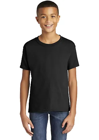 Gildan 64500B SoftStyle Youth Short Sleeve T-Shirt in Black front view