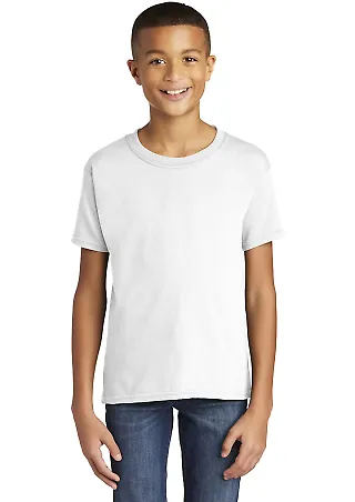 Gildan 64500B SoftStyle Youth Short Sleeve T-Shirt in White front view