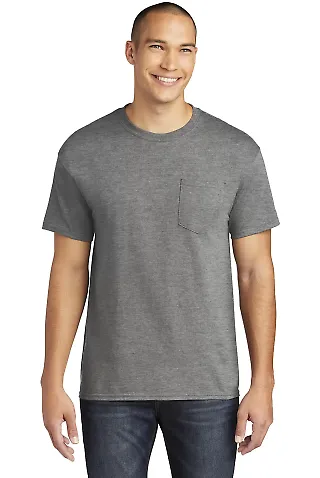 Gildan 5300 Heavy Cotton T-Shirt with a Pocket in Graphite heather front view