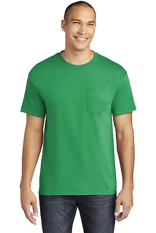Gildan 5300 Heavy Cotton T-Shirt with a Pocket in Irish green front view