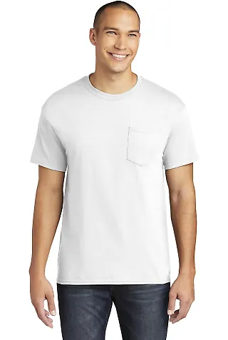 Gildan 5300 Heavy Cotton T-Shirt with a Pocket in White front view
