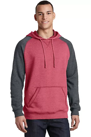 District DT196    Young Mens Lightweight Fleece Ra H Red/H Char front view