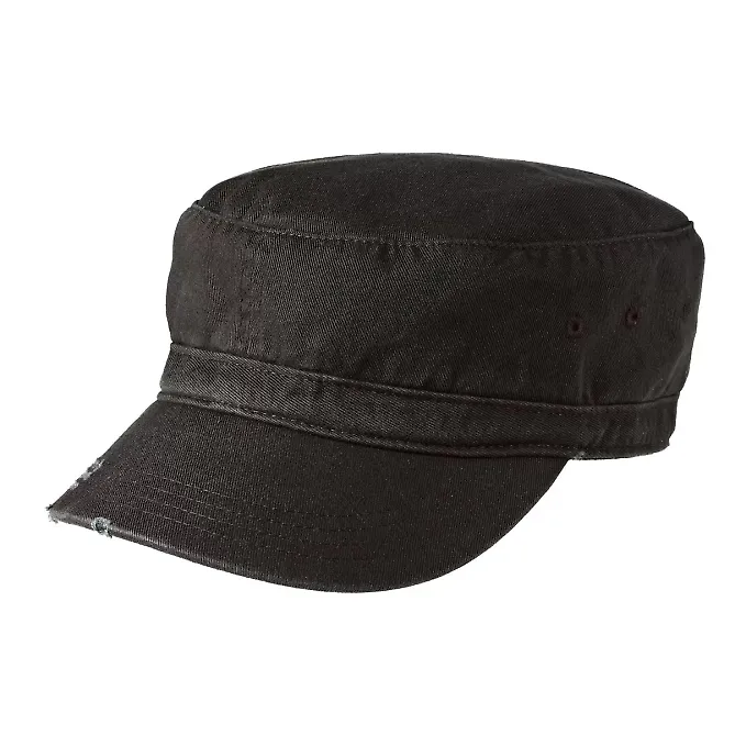 District DT605    - Distressed Military Hat Black front view