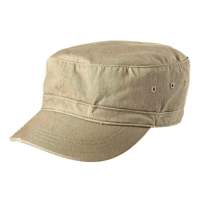 District DT605    - Distressed Military Hat Khaki front view