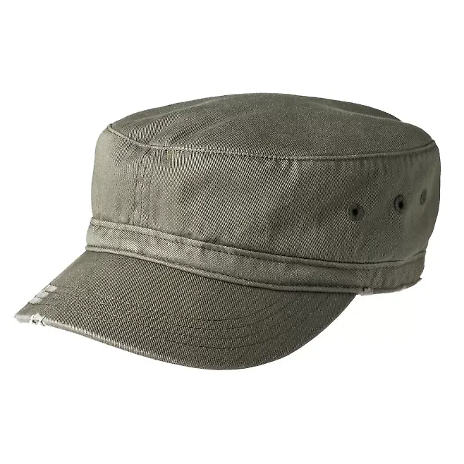District DT605 - Distressed Military Hat Olive front view