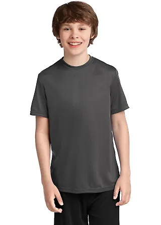Port & Co PC380Y mpany Youth Performance Tee Charcoal front view
