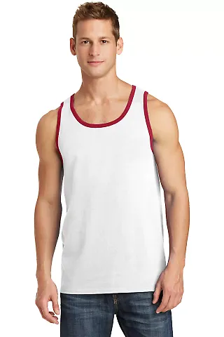 Port & Company PC54TT Core Cotton Tank Top White/Red front view
