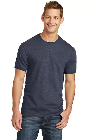 Port & Co PC54R mpany   Core Cotton Ringer Tee Hthr Navy/Navy front view