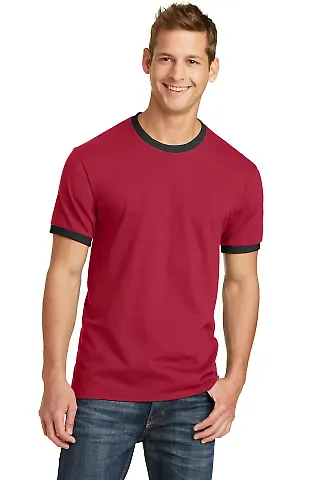 Port & Co PC54R mpany   Core Cotton Ringer Tee Red/Jet Black front view