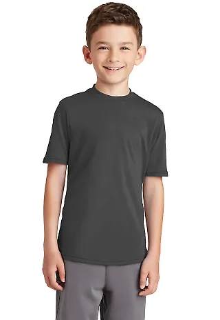 Port & Company PC381Y Youth Performance Blend Tee Charcoal front view