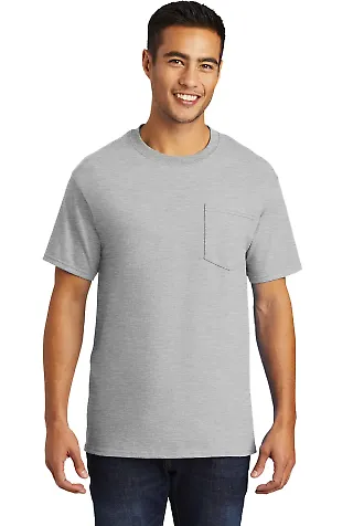 Port & Company PC61PT Tall Essential Pocket Tee in Ash front view