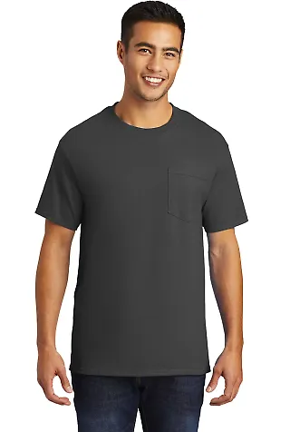 Port & Company PC61PT Tall Essential Pocket Tee in Charcoal front view
