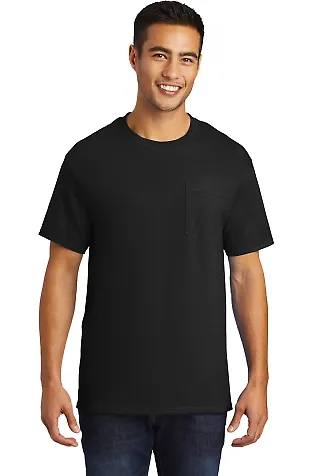 Port & Company PC61PT Tall Essential Pocket Tee in Jet black front view