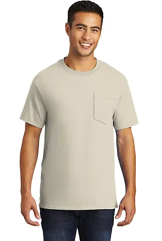 Port & Company PC61PT Tall Essential Pocket Tee in Natural front view