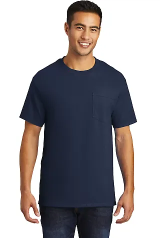 Port & Company PC61PT Tall Essential Pocket Tee in Navy front view