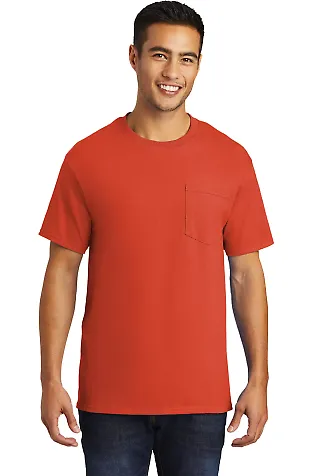Port & Company PC61PT Tall Essential Pocket Tee in Orange front view