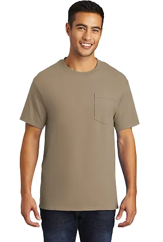 Port & Company PC61PT Tall Essential Pocket Tee in Sand front view