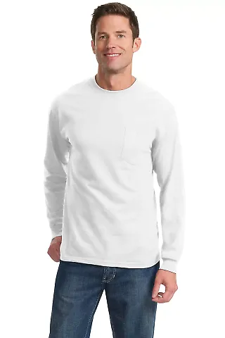 Port & Co PC61LSPT mpany   Tall Long Sleeve Essent White front view