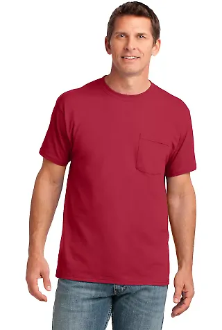 Port & Co PC54P mpany   Core Cotton Pocket Tee Red front view