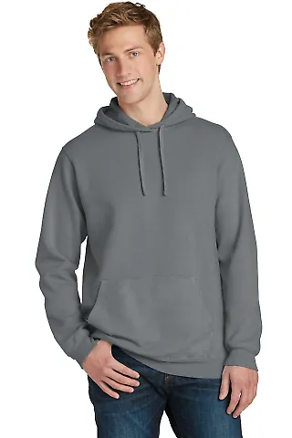 Port & Company PC098H Pigment-Dyed Pullover Hooded Pewter front view