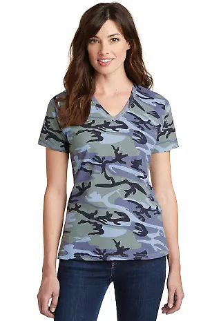 Port & Co LPC54VC mpany   Ladies Core Cotton Camo  Woodlnd Blu Ca front view