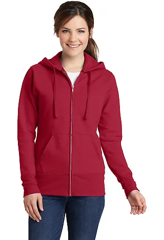 Port & Company LPC78ZH Ladies Core Fleece Full-Zip Red front view
