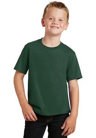 Port & Company PC450Y Youth Fan Favorite Tee Forest Green front view