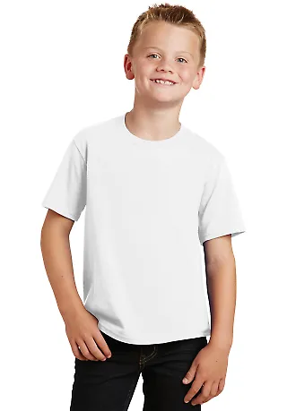 Port & Company PC450Y Youth Fan Favorite Tee White front view