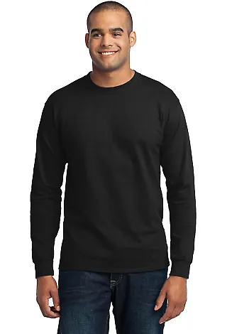 Port & Co PC55LST mpany   Tall Long Sleeve Core Bl Jet Black front view
