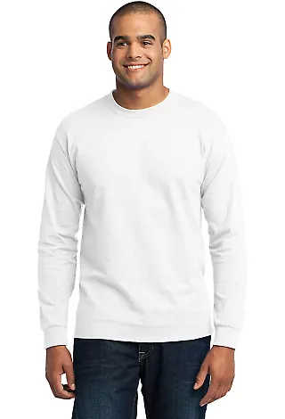 Port & Co PC55LST mpany   Tall Long Sleeve Core Bl White front view