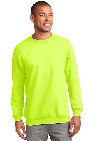 Port & Company PC90T Tall Essential Fleece Crewnec Safety Green front view