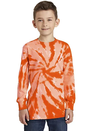 Port & Company PC147YLS Youth Tie-Dye Long Sleeve  Orange front view