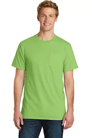Port & Co PC099P mpany   Pigment-Dyed Pocket Tee Limeade front view