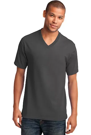 Port & Co PC54V mpany Core Cotton V-Neck Tee Charcoal front view