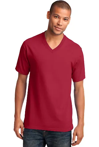 Port & Co PC54V mpany   Core Cotton V-Neck Tee Red front view