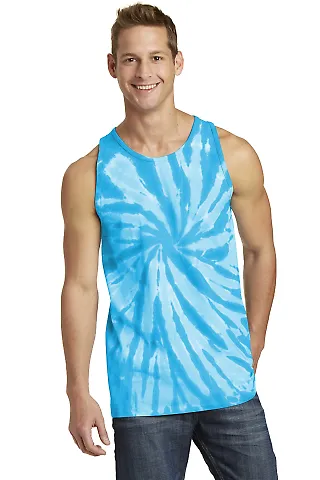 Port & Company PC147TT Tie-Dye Tank Top Turquoise front view