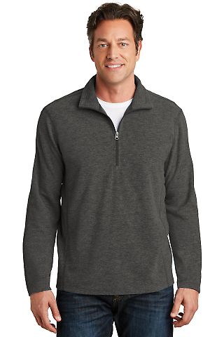 Port Authority F234 Heather Microfleece 1/2-Zip in Black char hea front view