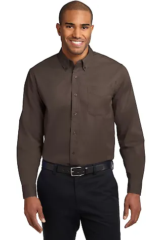 Port Authority S608ES    Extended Size Long Sleeve Coffee Bean/St front view