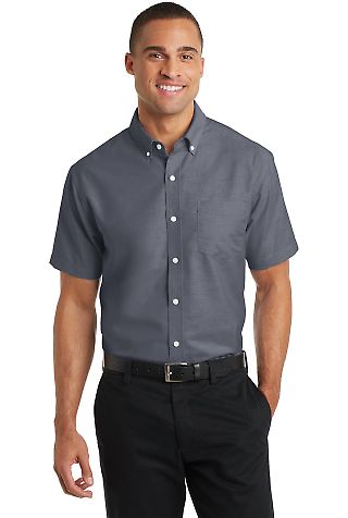 Port Authority S659    Short Sleeve SuperPro   Oxf in Black front view