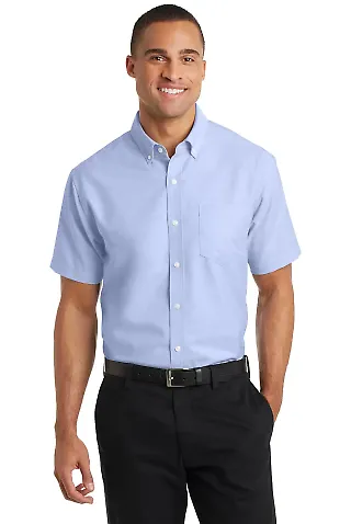 Port Authority S659    Short Sleeve SuperPro   Oxf Oxford Blue front view