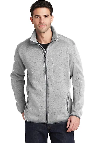 Port Authority F232    Sweater Fleece Jacket Grey Hthr front view