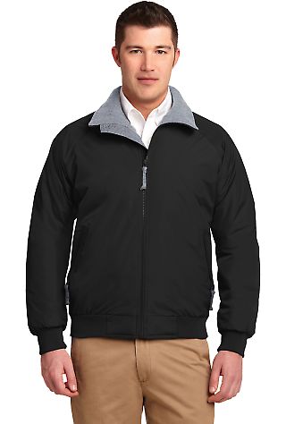 Port Authority TLJ754    Tall Challenger Jacket in Tr.black/grey front view
