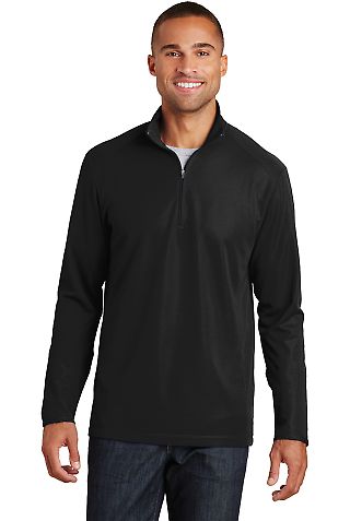 Port Authority K806    Pinpoint Mesh 1/2-Zip in Black front view