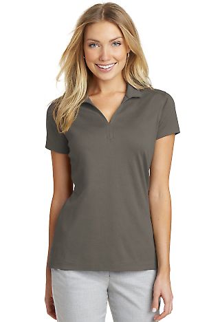 Port Authority L573 Ladies Rapid Dry Mesh Pol in Grey smoke front view