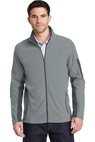 Port Authority F233 Summit Fleece Full-Zip Jack in Frost grey/mag front view