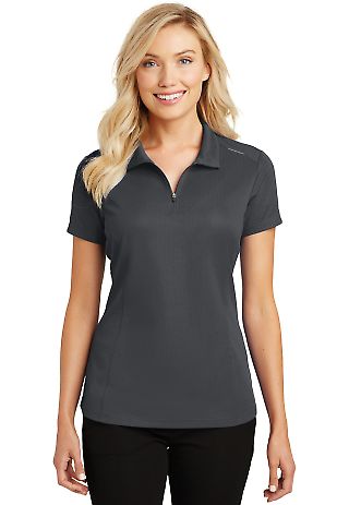 Port Authority L580 Ladies Pinpoint Mesh Zip Po in Battleship gry front view