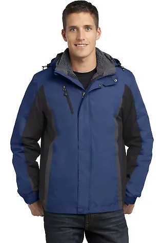 Port Authority J321    Colorblock 3-in-1 Jacket in Ad blu/blk/gry front view